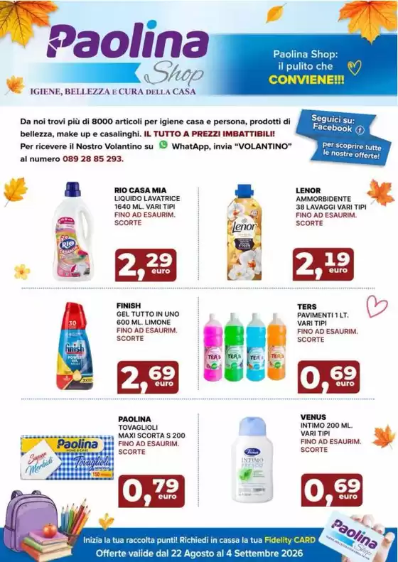 Volantino Paolina Shop a Varese | Offerte valide dal 22 agosto al 4 settembre 2026 | 2026-08-22T00:00:00.000Z - 2026-09-04T00:00:00.000Z