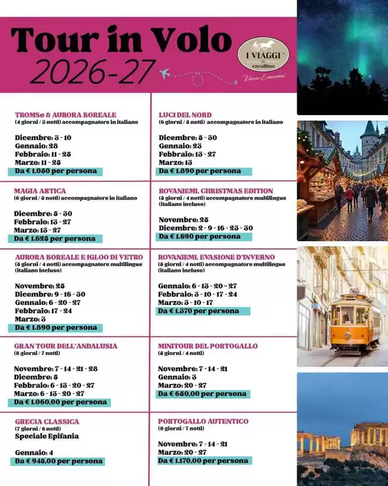 Volantino I viaggi del cavallino a Castel San Pietro Terme | Tour in Volo | 2026-11-01T00:00:00.000Z - 2027-03-31T00:00:00.000Z