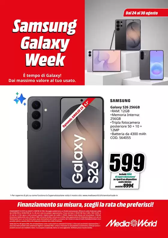Volantino MediaWorld | Samsung galaxy week | 2026-08-24T00:00:00.000Z - 2026-08-30T00:00:00.000Z