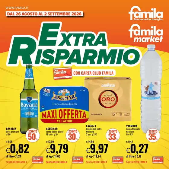 Volantino Famila Market | Extra risparmio | 2026-08-26T00:00:00.000Z - 2026-09-02T00:00:00.000Z