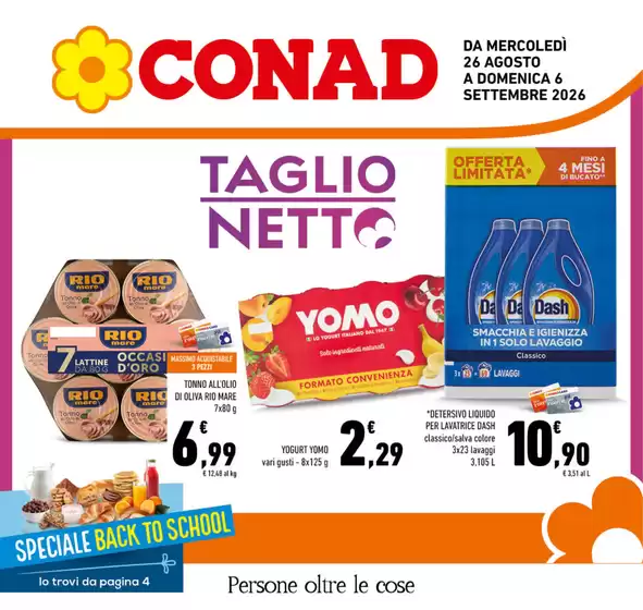 Volantino Conad a Sartano | Taglio Netto | 2026-08-26T00:00:00.000Z - 2026-09-06T00:00:00.000Z
