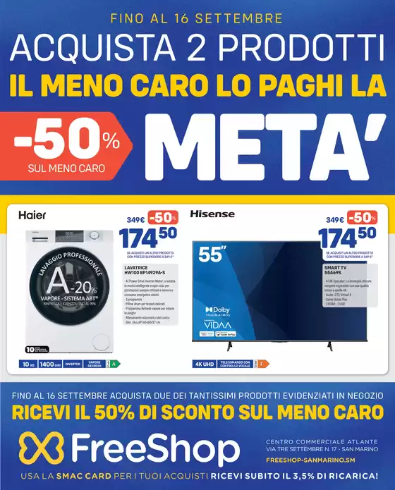 Volantino Freeshop a Chiavari | -50% sul meno caro | 2026-08-24T00:00:00.000Z - 2026-09-16T00:00:00.000Z