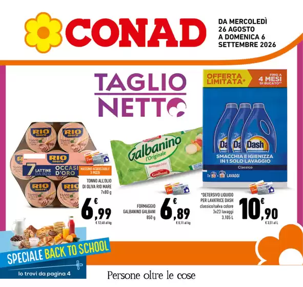 Volantino Conad a Melissa | Taglio Netto | 2026-08-26T00:00:00.000Z - 2026-09-06T00:00:00.000Z