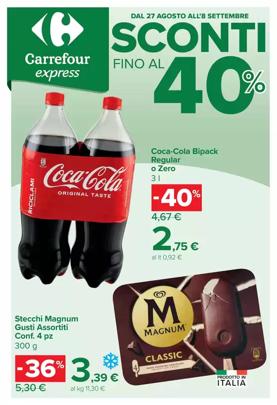 Volantino Carrefour Express | Sconti Fino al 40 | 2026-08-27T00:00:00.000Z - 2026-09-08T00:00:00.000Z