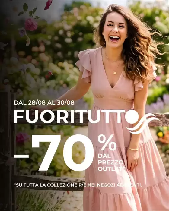 Volantino Mondovicino Outlet Village a Ruoti | Fuoritutto -70% | 2026-08-28T00:00:00.000Z - 2026-08-30T00:00:00.000Z