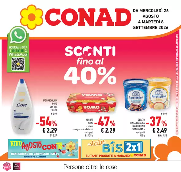 Volantino Conad a Bergamo | Sconti fino al 40% | 2026-08-26T00:00:00.000Z - 2026-09-08T00:00:00.000Z