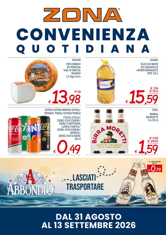 Volantino ZONA a Cecina | Convenienza quotidiana | 2026-08-31T00:00:00.000Z - 2026-09-13T00:00:00.000Z