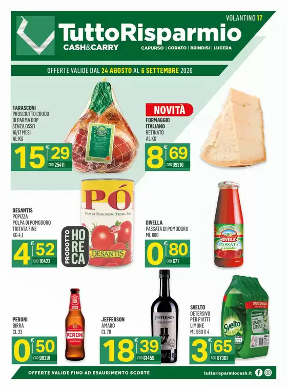 Volantino Tutto Risparmio Cash&Carry | OFFERTE VALIDE DAL 24 AGOSTO AL 6 SETTEMBRE 2026 | 2026-08-24T00:00:00.000Z - 2026-09-06T00:00:00.000Z