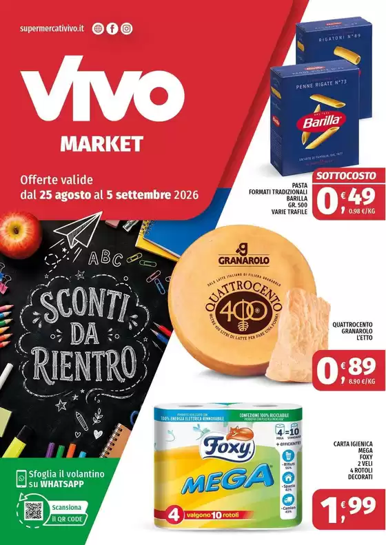 Volantino Vivo Supermercati | Sconti da rientro | 2026-08-25T00:00:00.000Z - 2026-09-05T00:00:00.000Z