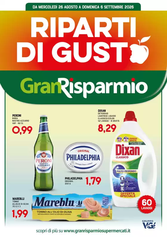Volantino Gran Risparmio a Monte San Biagio | RIPARTI DI GUSTSO | 2026-08-26T00:00:00.000Z - 2026-09-06T00:00:00.000Z