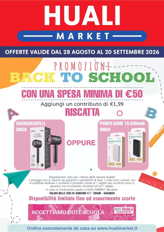 Volantino Huali Market a Castrovillari | Promozioni back to school | 2026-08-28T00:00:00.000Z - 2026-09-20T00:00:00.000Z