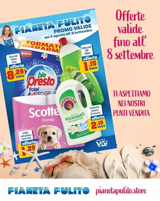 Volantino Pianeta Pulito a Siena | Offerte valide fino all 8 settembre | 2026-08-05T00:00:00.000Z - 2026-09-08T00:00:00.000Z