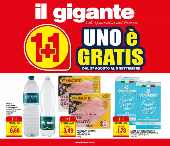Volantino Il Gigante | Uno e gratis | 2026-08-27T00:00:00.000Z - 2026-09-09T00:00:00.000Z