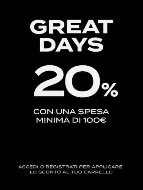 Volantino La Rinascente | Great days 20% | 2026-08-26T00:00:00.000Z - 2026-08-30T00:00:00.000Z