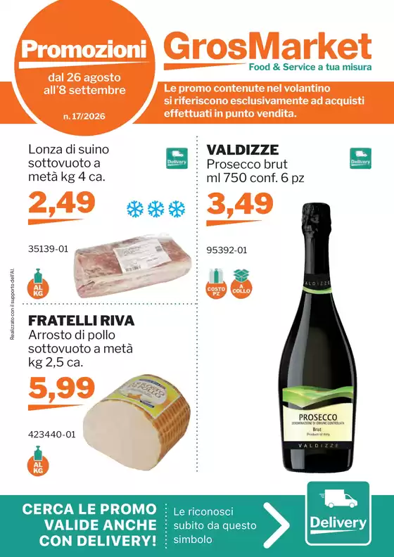 Volantino GrosMarket | Dal 26 agosto all’8 settembre | 2026-08-26T00:00:00.000Z - 2026-09-08T00:00:00.000Z