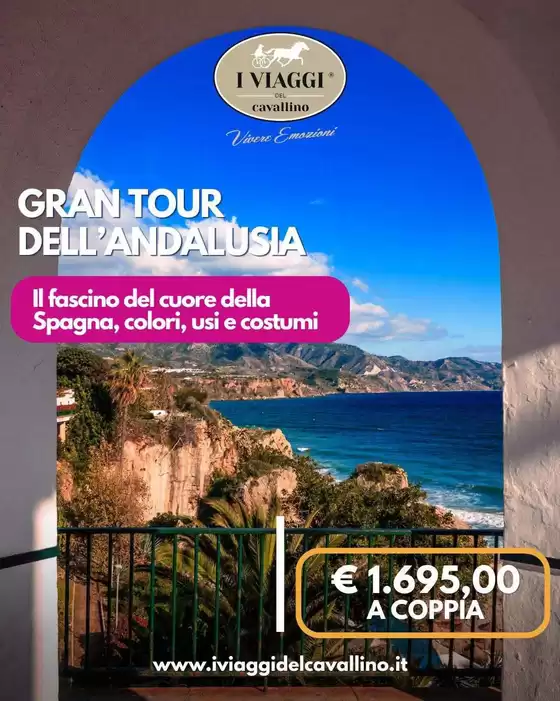 Volantino I viaggi del cavallino a Bibbiena | Gran tour dell'andalusia | 2026-08-27T00:00:00.000Z - 2026-10-18T00:00:00.000Z