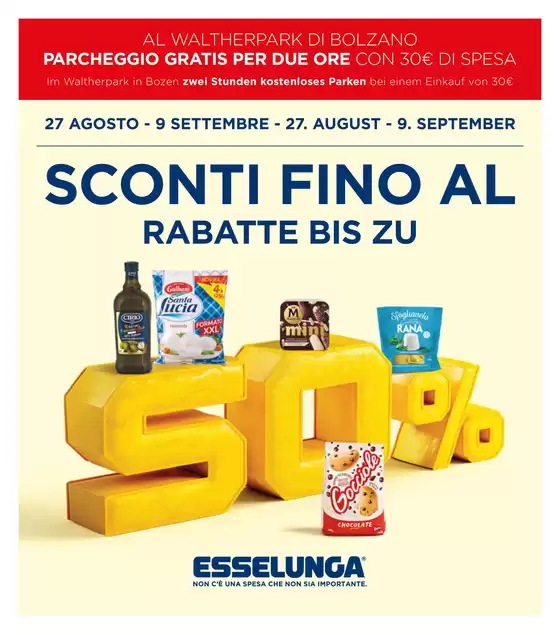 Volantino Esselunga a | Sconti fino al 50 | 2026-08-27T00:00:00.000Z - 2026-09-09T00:00:00.000Z