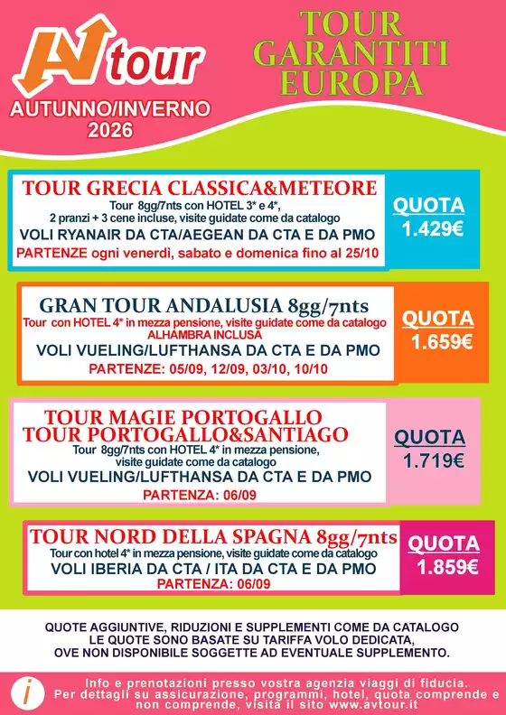 Volantino Av Tour a Comezzano-Cizzago | OFFERTE TOUR GARANTITI EUROPA | 2026-09-01T00:00:00.000Z - 2026-12-31T00:00:00.000Z