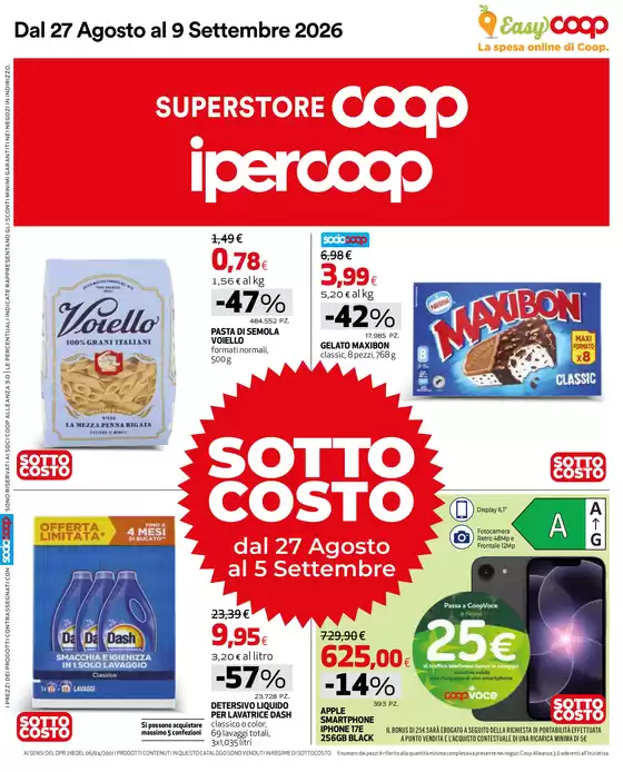 Volantino Superstore Coop a Avigliana | Sottocosto | 2026-08-27T00:00:00.000Z - 2026-09-09T00:00:00.000Z