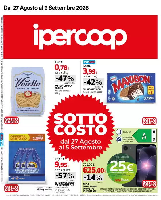 Volantino Ipercoop a Senigallia | Sottocosto | 2026-08-27T00:00:00.000Z - 2026-09-09T00:00:00.000Z