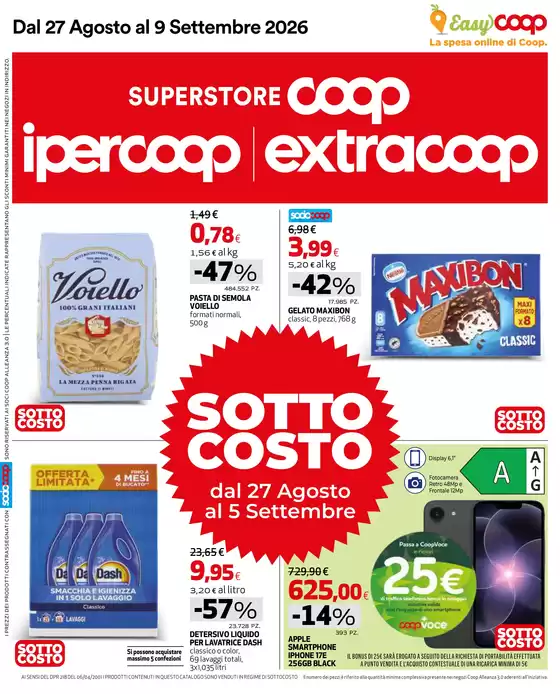 Volantino Ipercoop a Bomporto | Sottocosto | 2026-08-27T00:00:00.000Z - 2026-09-09T00:00:00.000Z