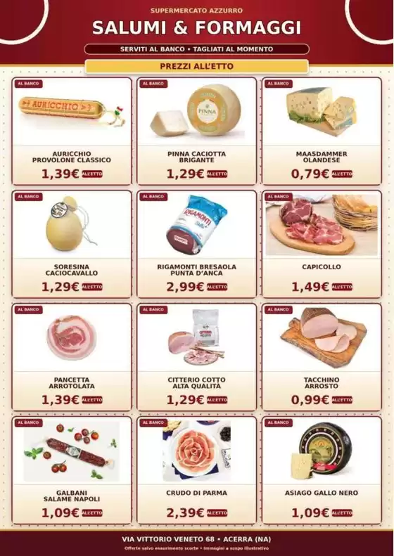 Volantino Supermercato Azzurro a Pollein | Salumi & Formaggi | 2026-08-28T00:00:00.000Z - 2026-09-07T00:00:00.000Z