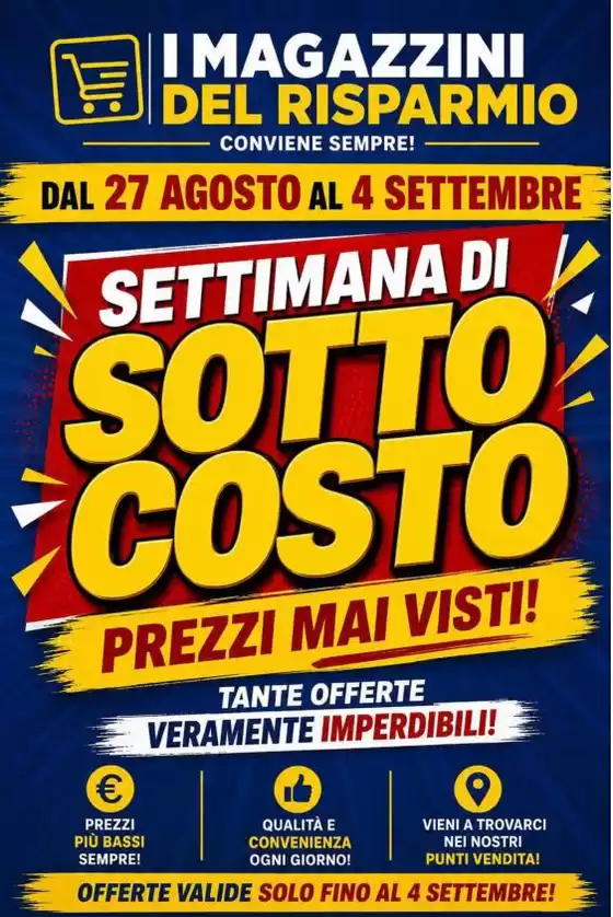 Volantino Magazzini del Risparmio a Crevoladossola | Dal 27 agosto al 4 settembre | 2026-08-27T00:00:00.000Z - 2026-09-04T00:00:00.000Z