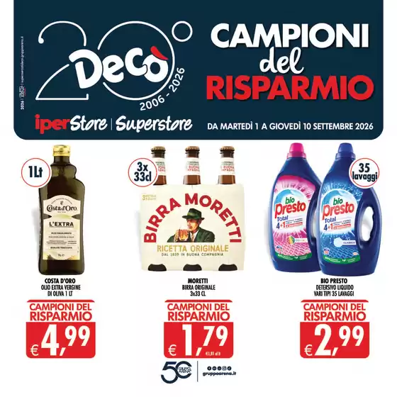 Volantino Decò a Roncoferraro | Campioni del risparmio | 2026-09-01T00:00:00.000Z - 2026-09-10T00:00:00.000Z