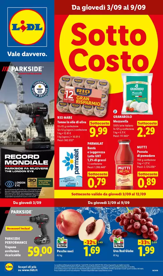 Volantino Lidl a Zanè | Sotto costo | 2026-09-03T00:00:00.000Z - 2026-09-09T00:00:00.000Z