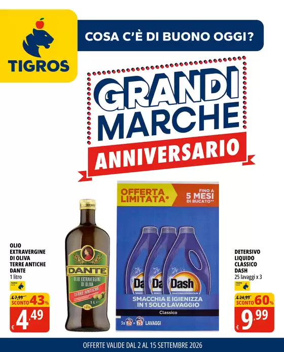 Volantino Tigros | Grandi marche anniversario | 2026-09-02T00:00:00.000Z - 2026-09-15T00:00:00.000Z