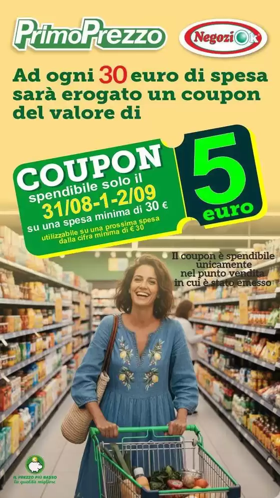 Volantino PrimoPrezzo a Valfloriana | Coupon 5 euro | 2026-08-31T00:00:00.000Z - 2026-09-02T00:00:00.000Z