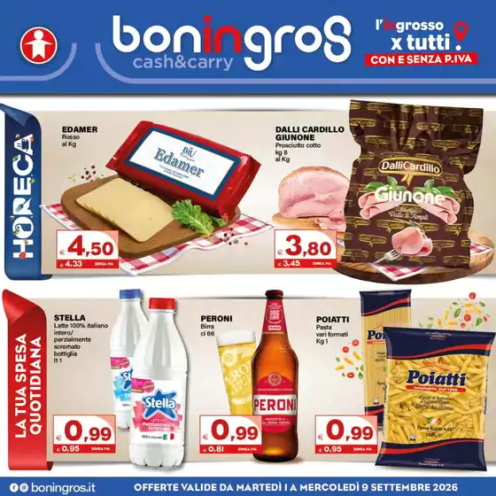 Volantino Boningros Cash and Carry | Le migliori offerte per tutti i clienti | 2026-08-31T00:00:00.000Z - 2026-09-09T00:00:00.000Z