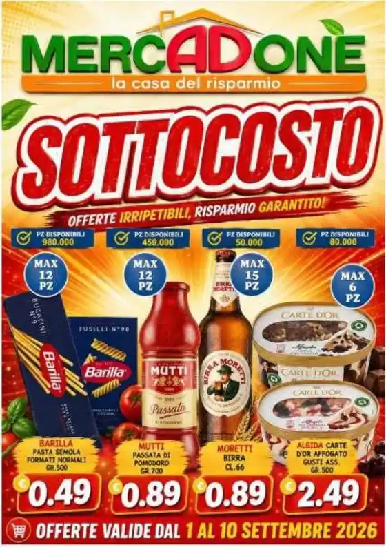 Volantino MercADone | Sottocosto | 2026-09-01T00:00:00.000Z - 2026-09-10T00:00:00.000Z
