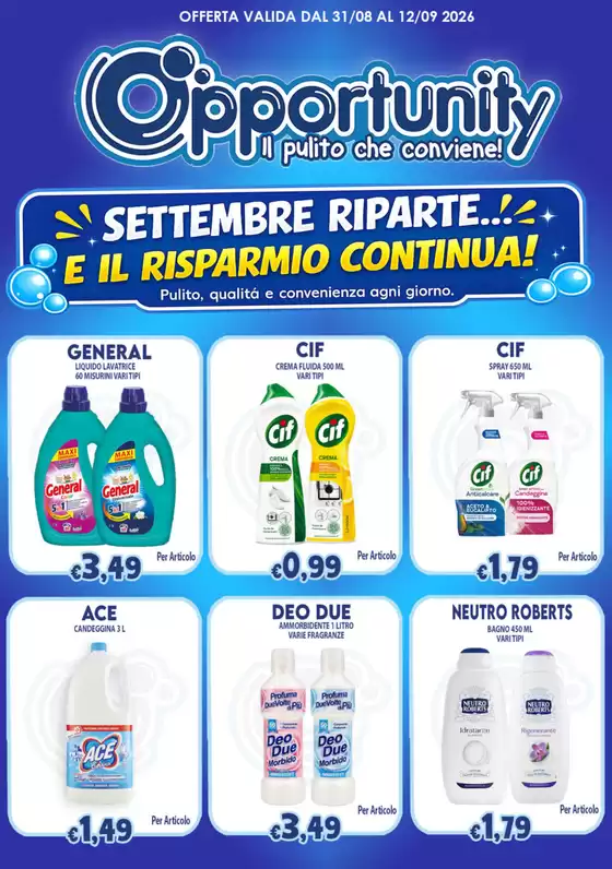 Volantino Opportunity Shop | SETTEMBRE RIPARTE... E IL RISPARMIO CONTINUA! | 2026-08-31T00:00:00.000Z - 2026-09-12T00:00:00.000Z
