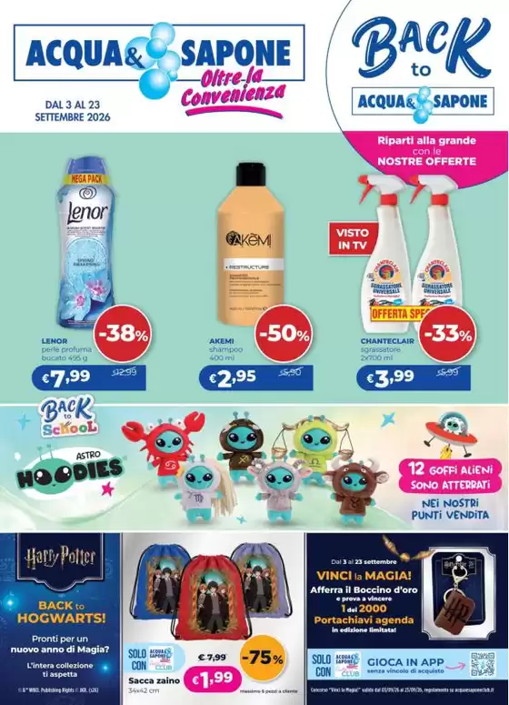 Volantino Acqua & Sapone | Dal 3 al 23 settembre 2026 | 2026-09-03T00:00:00.000Z - 2026-09-23T00:00:00.000Z