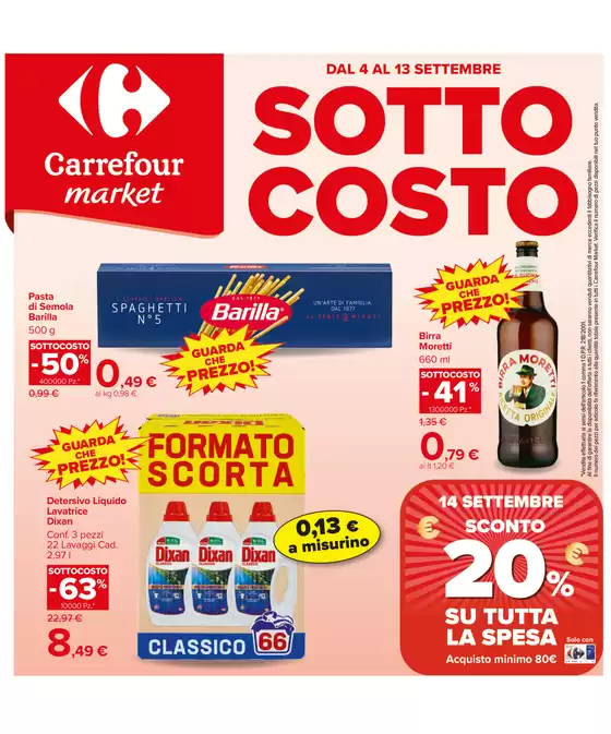 Volantino Carrefour Market | SOTTOCOSTO | 2026-09-04T00:00:00.000Z - 2026-09-13T00:00:00.000Z