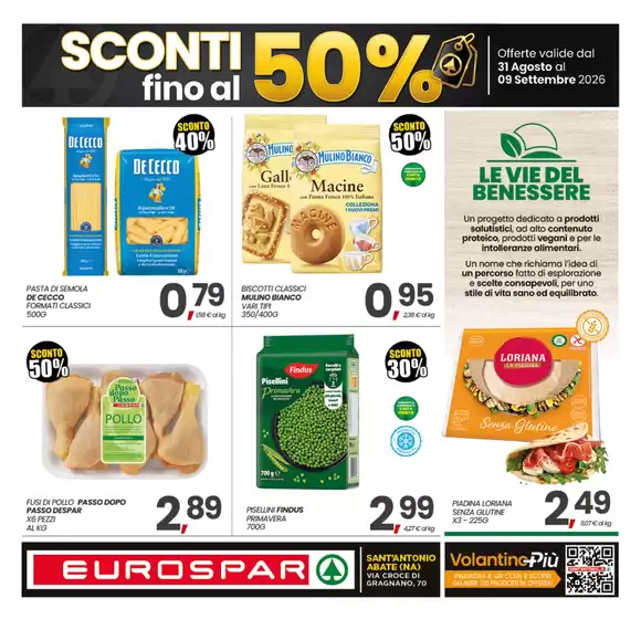 Volantino Eurospar a Sant'Anastasia | Sconti fino al 50% | 2026-08-31T00:00:00.000Z - 2026-09-09T00:00:00.000Z