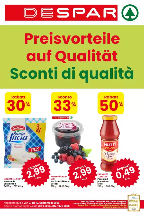Volantino Despar a Renon | Sconti di qualita | 2026-09-03T00:00:00.000Z - 2026-09-16T00:00:00.000Z