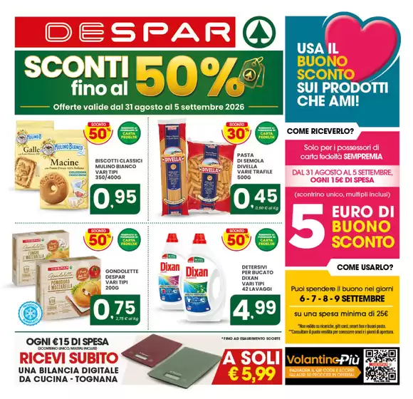 Volantino Despar a Barletta | Sconti fino al 50% | 2026-08-31T00:00:00.000Z - 2026-09-05T00:00:00.000Z