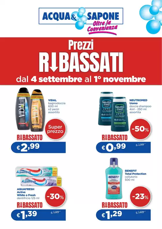Volantino Acqua & Sapone | Prezzi ribassati | 2026-09-04T00:00:00.000Z - 2026-11-01T00:00:00.000Z