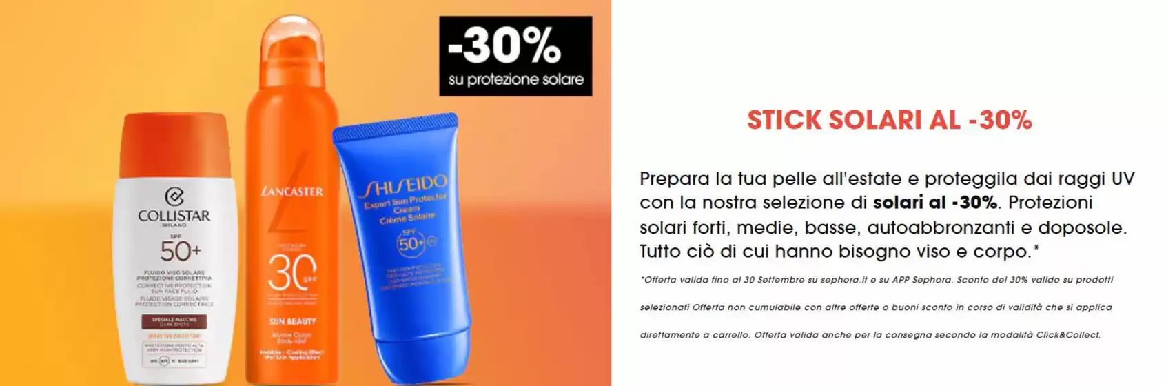 Volantino Sephora | Stick solari al -30% | 2026-09-01T00:00:00.000Z - 2026-09-30T00:00:00.000Z