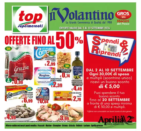 Volantino Top Supermercati | Il volantino | 2026-09-02T00:00:00.000Z - 2026-09-10T00:00:00.000Z