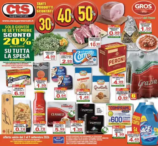 Volantino CTS Supermercati | Tanti prodotti scontati 30% 40% 50% | 2026-09-02T00:00:00.000Z - 2026-09-10T00:00:00.000Z