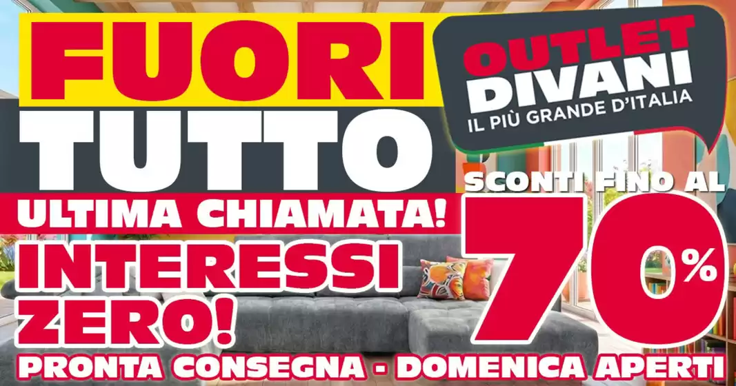 Volantino Outlet divani | Fuori tutto | 2026-09-02T00:00:00.000Z - 2026-09-30T00:00:00.000Z