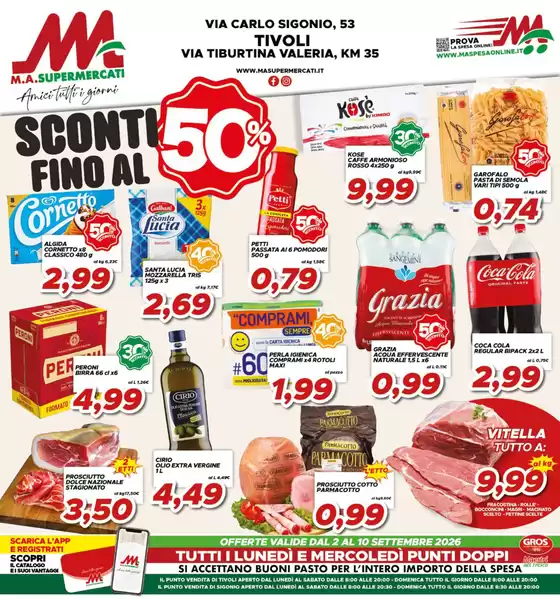 Volantino MA Supermercati a Carpegna | Sconti fino al 50% | 2026-09-02T00:00:00.000Z - 2026-09-10T00:00:00.000Z