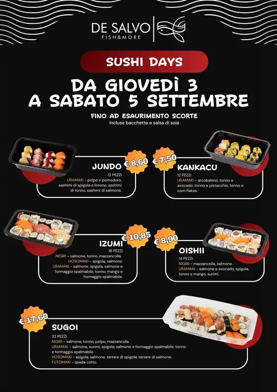 Volantino Pescheria De Salvo | Sushi days | 2026-09-03T00:00:00.000Z - 2026-09-05T00:00:00.000Z