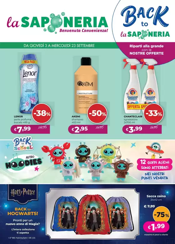 Volantino La Saponeria | Benvenuta Convenienza! | 2026-09-03T00:00:00.000Z - 2026-09-23T00:00:00.000Z