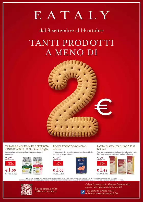 Volantino Eataly a Genova | TANTI PRODOTTI A MENO DI 2€ | 2026-09-03T00:00:00.000Z - 2026-10-14T00:00:00.000Z