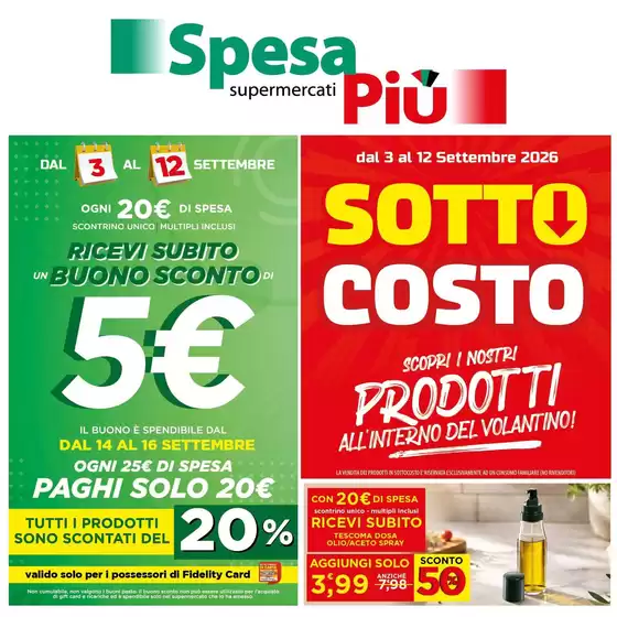 Volantino SpesaPiù Supermercati a Marsango | Sottocosto | 2026-09-03T00:00:00.000Z - 2026-09-12T00:00:00.000Z