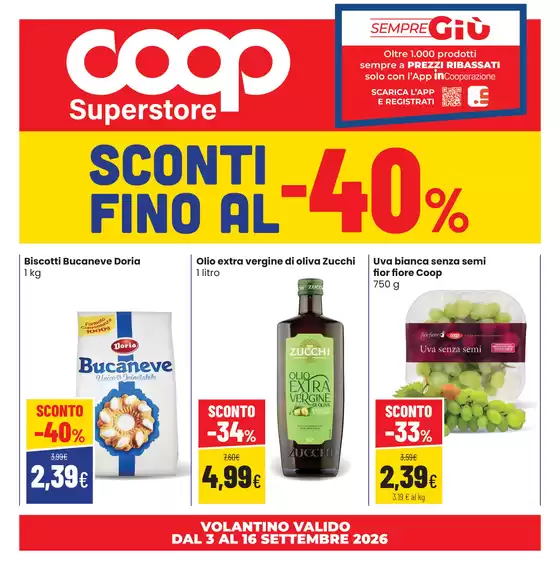 Volantino Superstore Coop | Sconti Fino Al 40% | 2026-09-03T00:00:00.000Z - 2026-09-16T00:00:00.000Z